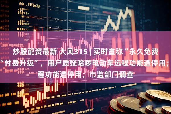 炒股配资最新 大风315 | 买时宣称“永久免费” 用了四年要“付费升级”，用户质疑哈啰电动车远程功能遭停用；市监部门调查